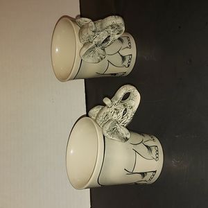 Elephant cups, ceramic,  3d head, unusual design.